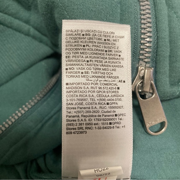 Athleta Women Jacket M Retroplush Bomber Jacket Teal Full Zip Up Quilted Green - Picture 11 of 16